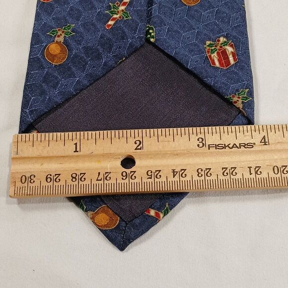 Joseph A. Bank Corporate Collection Blue Tie Christmas Themed Pattern 57" x 3.75 - Picture 6 of 6